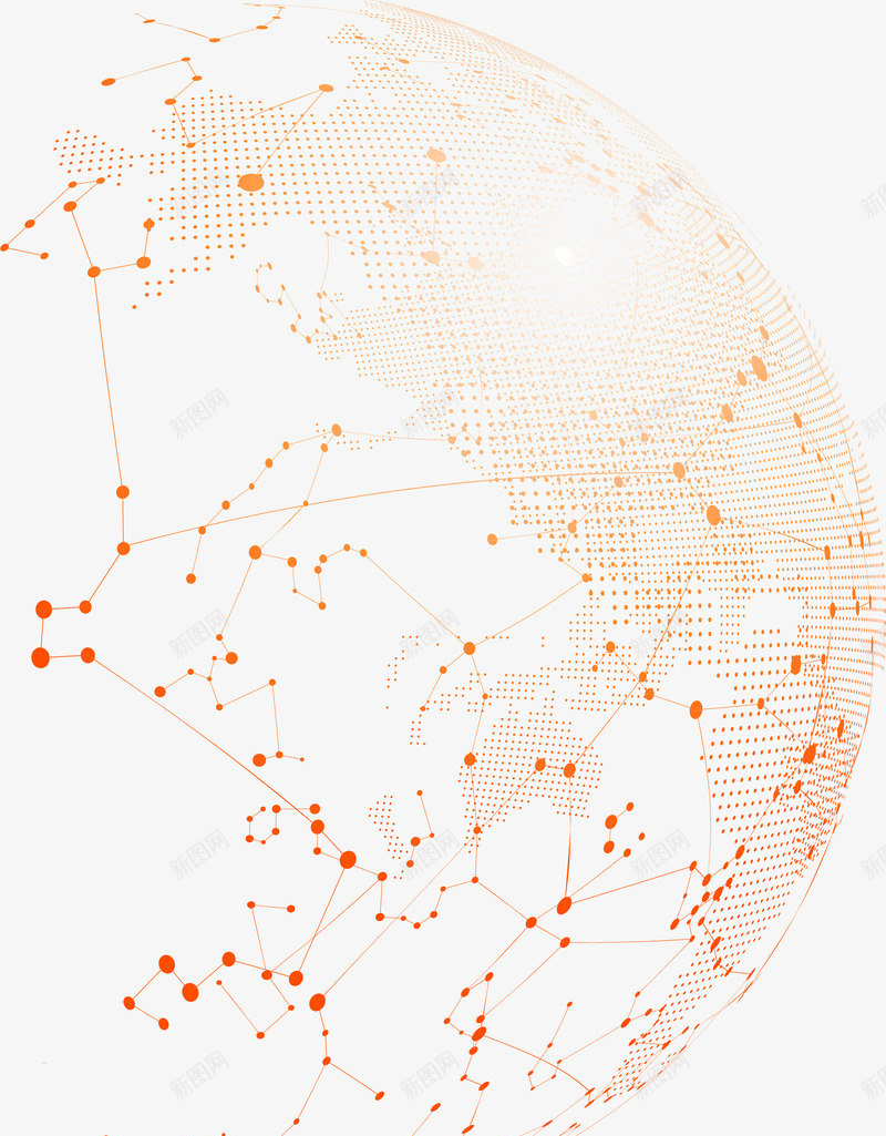 橙色点线地球png免抠素材_88icon https://88icon.com 免抠PNG 公司 地图 地球 地球投影 底纹 投影 科技 背景