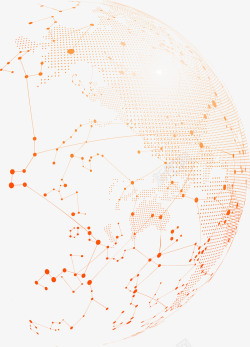 科技地图和建筑橙色点线地球高清图片