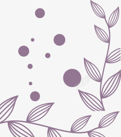 紫色浪漫线描叶子背景素材