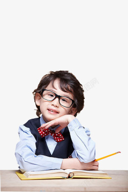 小孩思考小孩思考戴眼镜的小孩教育开学高清图片