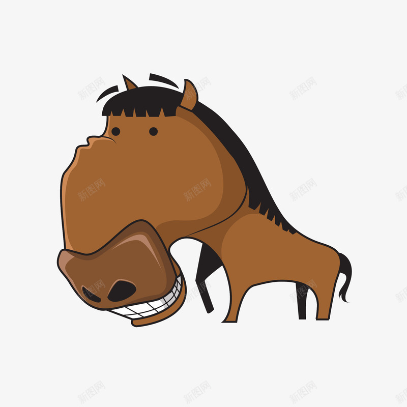卡通呲牙的马矢量图eps免抠素材_88icon https://88icon.com 卡通的马 可爱的马 可爱马 呲牙的马 大头 小马 棕色的马 矢量图