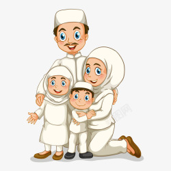穆斯林家族人物插画素材