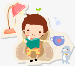读书的儿童素材