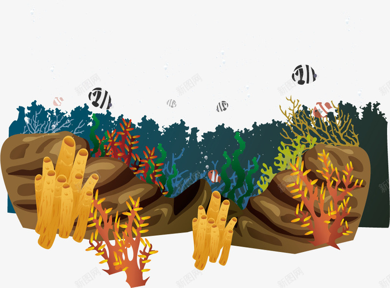 海底风景图案png免抠素材_88icon https://88icon.com 小鱼 植物 水草 珊瑚 矢量素材