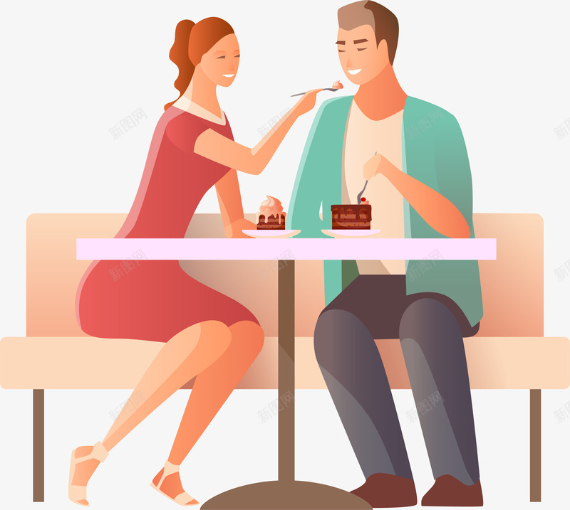 情侣餐饮店甜蜜约会png免抠素材_88icon https://88icon.com 卡通手绘 喂食 情侣 矢量图案 约会 餐饮店