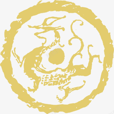 椭圆印章黄色创意中国龙图标印章图标