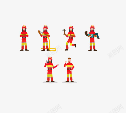 新款合集消防人员合集图标矢量图图标