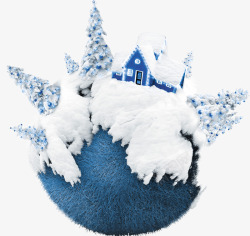 圣诞房子圣诞节蓝色星球高清图片