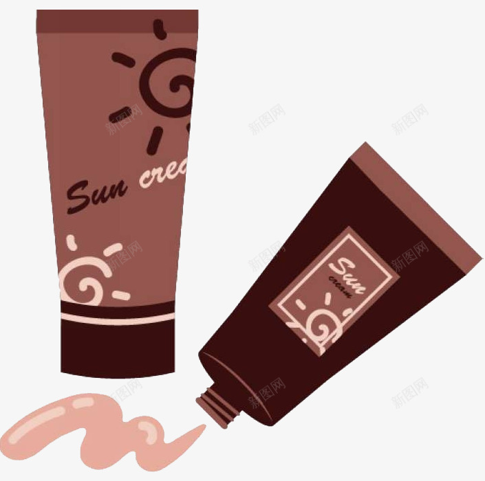 卡通防晒霜png免抠素材_88icon https://88icon.com 产品图 促销 化妆品 卡通 手绘 新品 活动 海报 英文防晒霜 装饰 防晒指数 防晒霜
