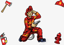 消防战士矢量图素材