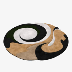 棕色花纹圆形北欧地毯素材