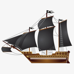 创意手绘复古帆船矢量图素材
