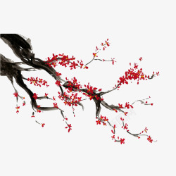 蜡梅水墨中国风红色腊梅矢量图高清图片