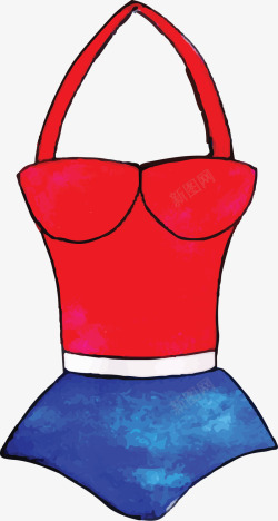 红蓝色夏天的泳衣矢量图素材