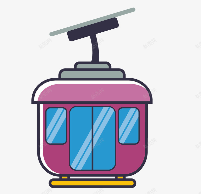 紫色观光缆车矢量图ai免抠素材_88icon https://88icon.com 交通工具 电缆车 紫色 观光缆车 矢量图