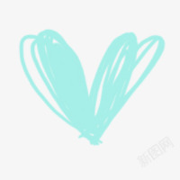 蓝色爱心礼盒创意可爱卡通贴纸蓝色的爱心手绘高清图片