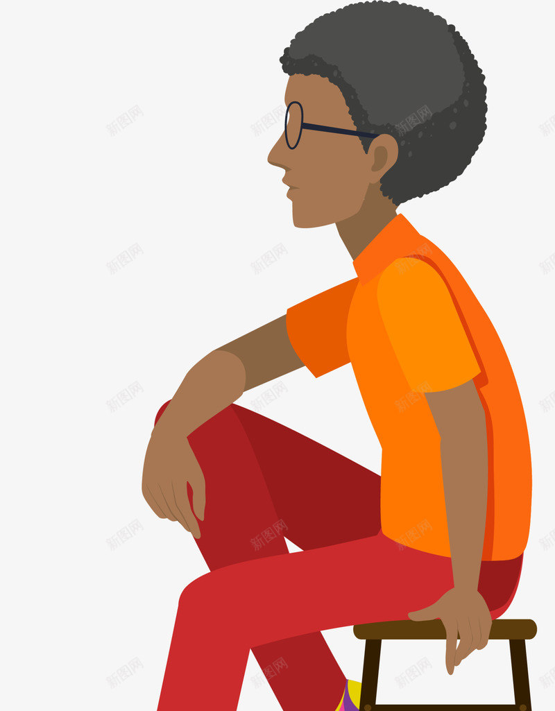 坐在椅子上的卷发男孩png免抠素材_88icon https://88icon.com 卷发男孩 坐在椅子上 坐着 戴着眼镜 短发男孩 黑人插画 黑人男孩