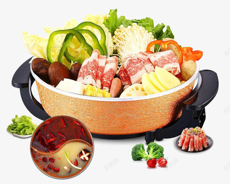 火锅食物png免抠素材_88icon https://88icon.com 佳肴 火锅 绿色食品 美味佳肴 美食 菜肴 食物 餐饮 鸳鸯锅