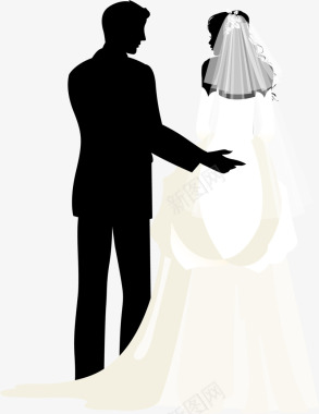 婚庆设计婚礼新娘新郎剪影图标图标