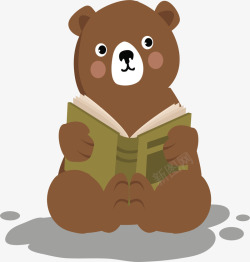 看书的小熊可爱看书的棕色小熊矢量图高清图片