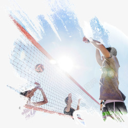 排球网充满活力的年轻人打沙滩排球高清图片