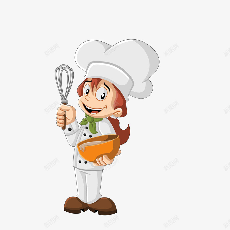 卡通拿着打蛋器和碗的女厨师png免抠素材_88icon https://88icon.com 卡通厨娘 厨娘 厨房人物 女性厨师 打蛋器 白衣厨娘