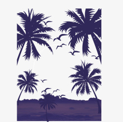夏天海边度假椰子树矢量图素材