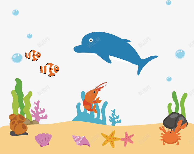 海底世界png免抠素材_88icon https://88icon.com 世界 创意 动物 卡通 手绘 水草 海底 海豚