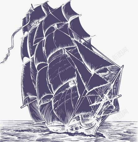 钢笔画的精致大帆船矢量图eps免抠素材_88icon https://88icon.com 帆船 精致 钢笔画 矢量图