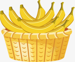 卡通金色香蕉水果篮子素材