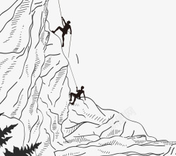 抓攀岩绳子的人PNG手绘攀岩线稿高清图片