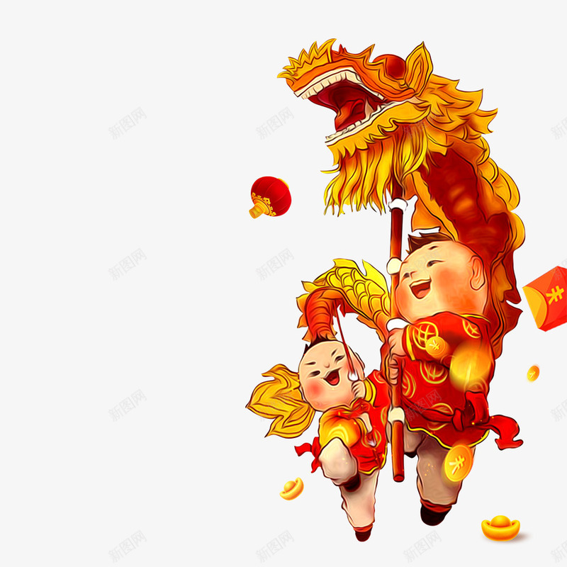 春节舞龙元素png免抠素材_88icon https://88icon.com 2023 2023春节 元宵 庆祝 挥春 新年 春节 灯笼 红包 舞龙 舞龙的小朋友 金币