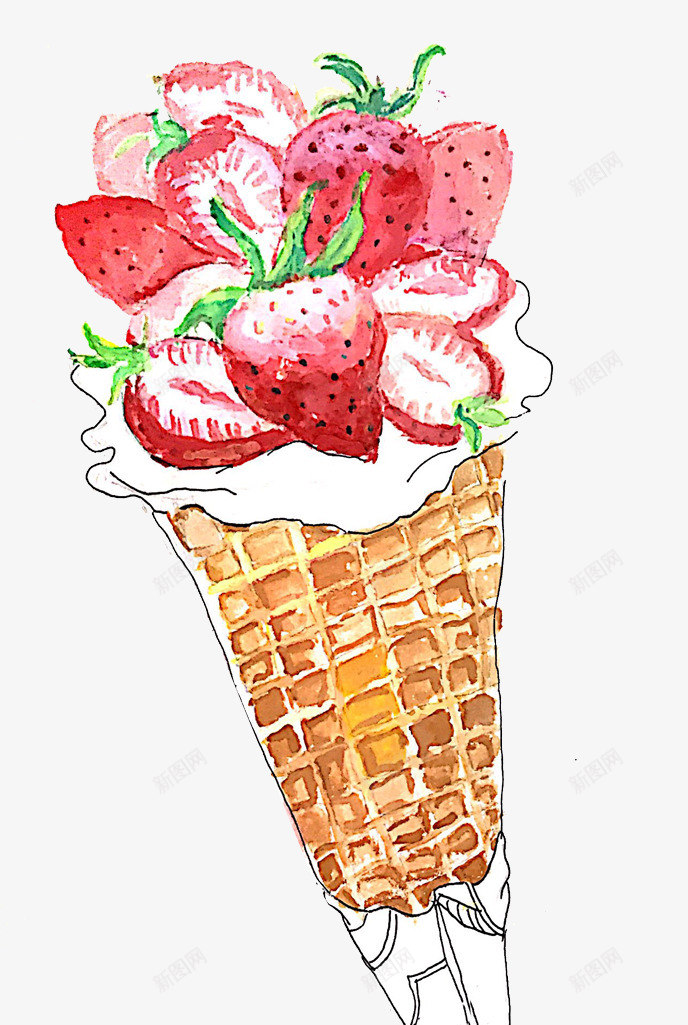 手绘可爱插图夏天草莓冰淇淋png免抠素材_88icon https://88icon.com 冰淇淋 可爱插图 夏天 手绘 插画 草莓 蛋卷