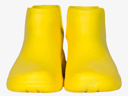 正面鞋子黄色短水鞋正面塑胶制品实物高清图片