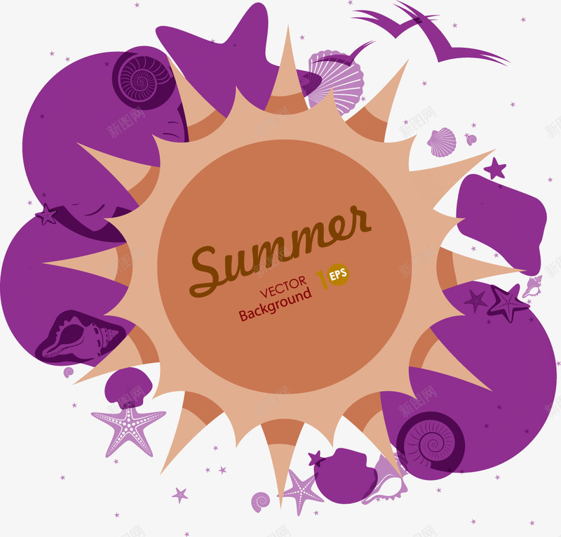 紫色夏天宣传海报png免抠素材_88icon https://88icon.com 夏天 暖色调 活跃 海报设计 装饰