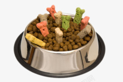 棕色可爱动物的食物碗里的骨头狗素材