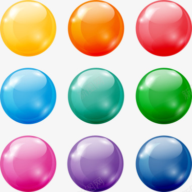 QQ按钮彩色水晶球按钮图标矢量图图标