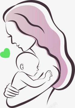 棕色简约线条母婴装饰图案素材