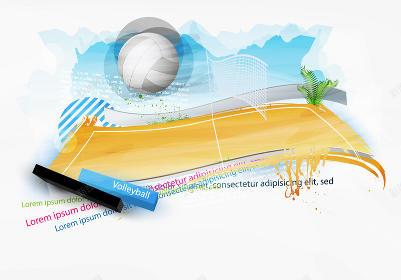 排球比赛海报矢量图eps免抠素材_88icon https://88icon.com 体育运动 奥运项目 排球 排球网 沙滩排球 海报设计 球类运动 矢量图