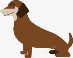 棕色小狗侧面卡通图案矢量图素材