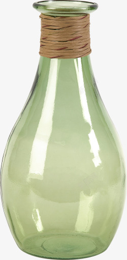 椭圆形简约条纹花瓶绿色条纹玻璃瓶子抠图高清图片