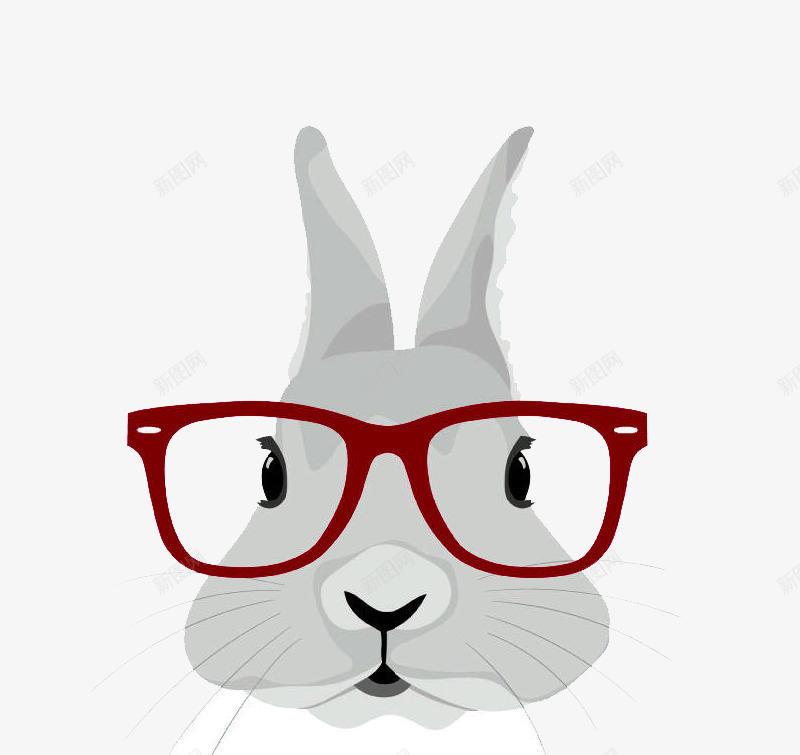 戴眼镜的兔子png免抠素材_88icon https://88icon.com 卡通 灰色 红色眼睛 萌