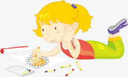 画画的小人儿童节卡通可爱儿童画画高清图片