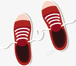 一双红色帆布鞋矢量图素材