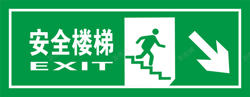 水彩绿色绿色安全出口指示牌向右安全图标图标