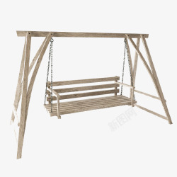 棕色链条木制吊椅素材