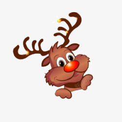 棕色卡通可爱圣诞麋鹿素材