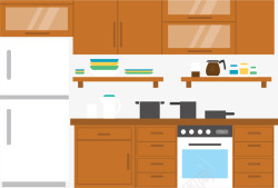 棕色厨房橱柜台面厨房整体橱柜矢量图高清图片