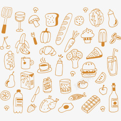 面包甜点卡通手绘食物背景矢量图高清图片