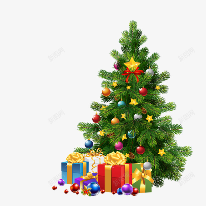 圣诞夜的圣诞树png免抠素材_88icon https://88icon.com 圣诞元素 圣诞夜的圣诞树 圣诞树 水晶球 礼盒 节日 铃铛
